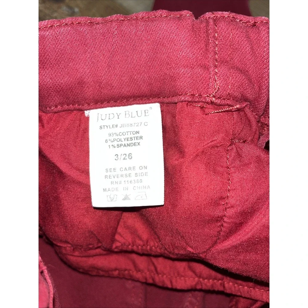 Judy Blue Garment Dyed Scarlet Red‎  Drawstring Denim Jogger Sz 3(2215)